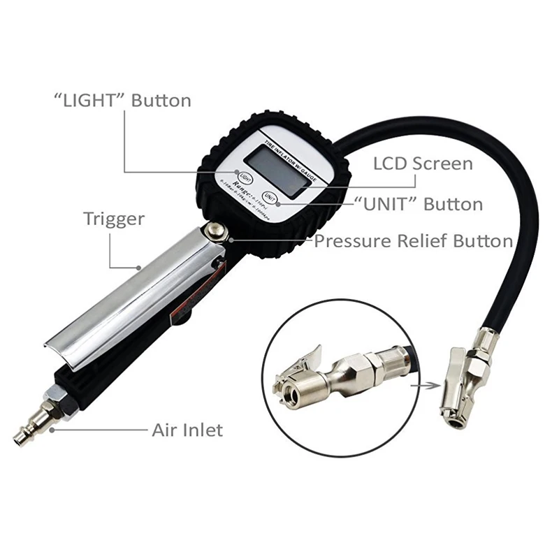 High Precision Digital Tire Pressure Gauge For Inflated Deflated Tire Repair Tools Pressure Gun For Car Motorcycle Truck SUV