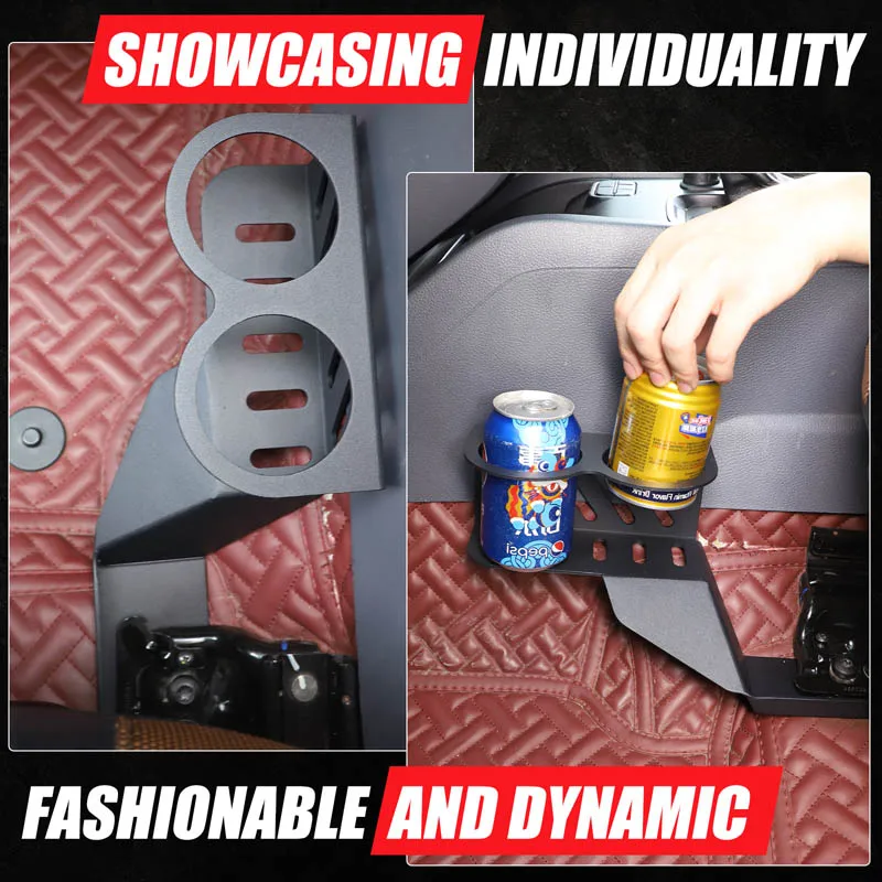 Aluminum alloy black car cup holder tray main and auxiliary seats cup holder car interior accessories For Ford Ranger 2015-2021