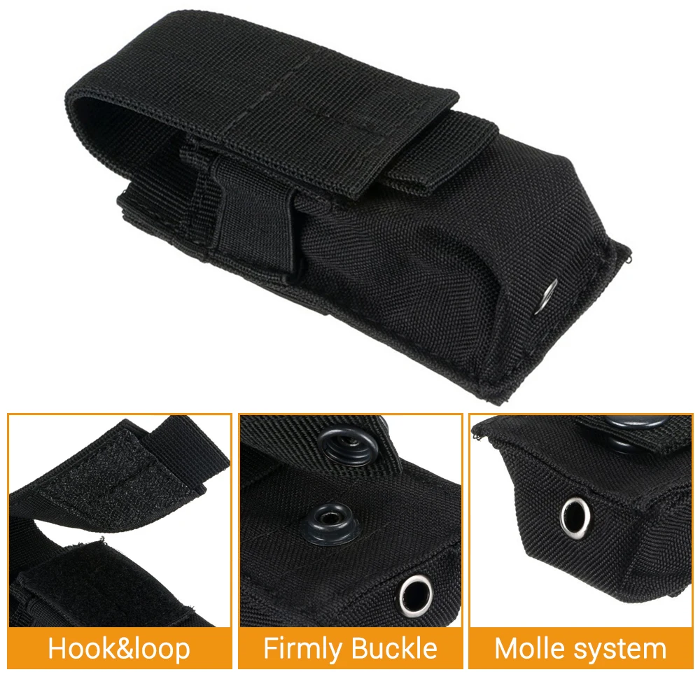 Tactical Magazine Pouch Single Pistol Mag Bag Molle Flashlight Pouch Torch Holder Case Outdoor Hunting Knife Holster