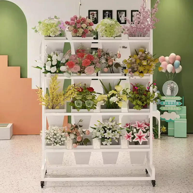 

Florist wrought iron flower stand stall awakening flower freezer shelf storage simple flower stand
