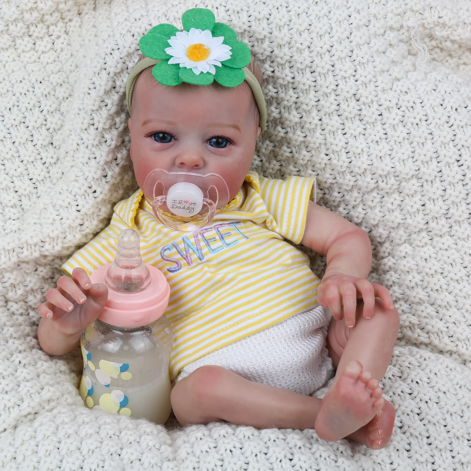 Reborn Baby Dolls, 16 Inch Preemie Realistic Newborn Girl Lifelike Reborn with Blue Eyes Real Life Baby Girl with Gift Box