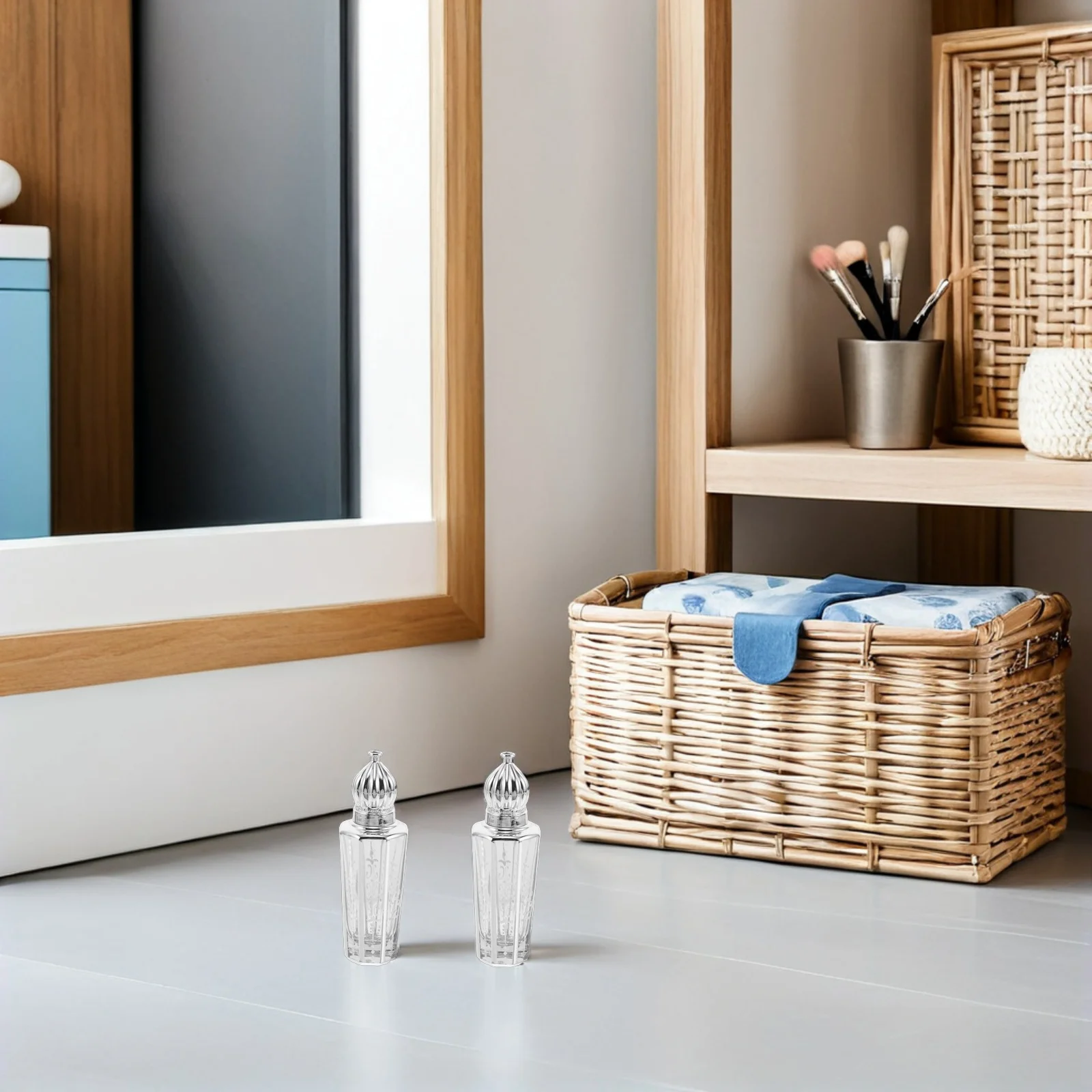 

6Pcs Silver Roll on Perfume Bottles Glass 15ml Refillable Bottles for Essential Oils Aromatherapy Travel Roll on Perfume Bottle