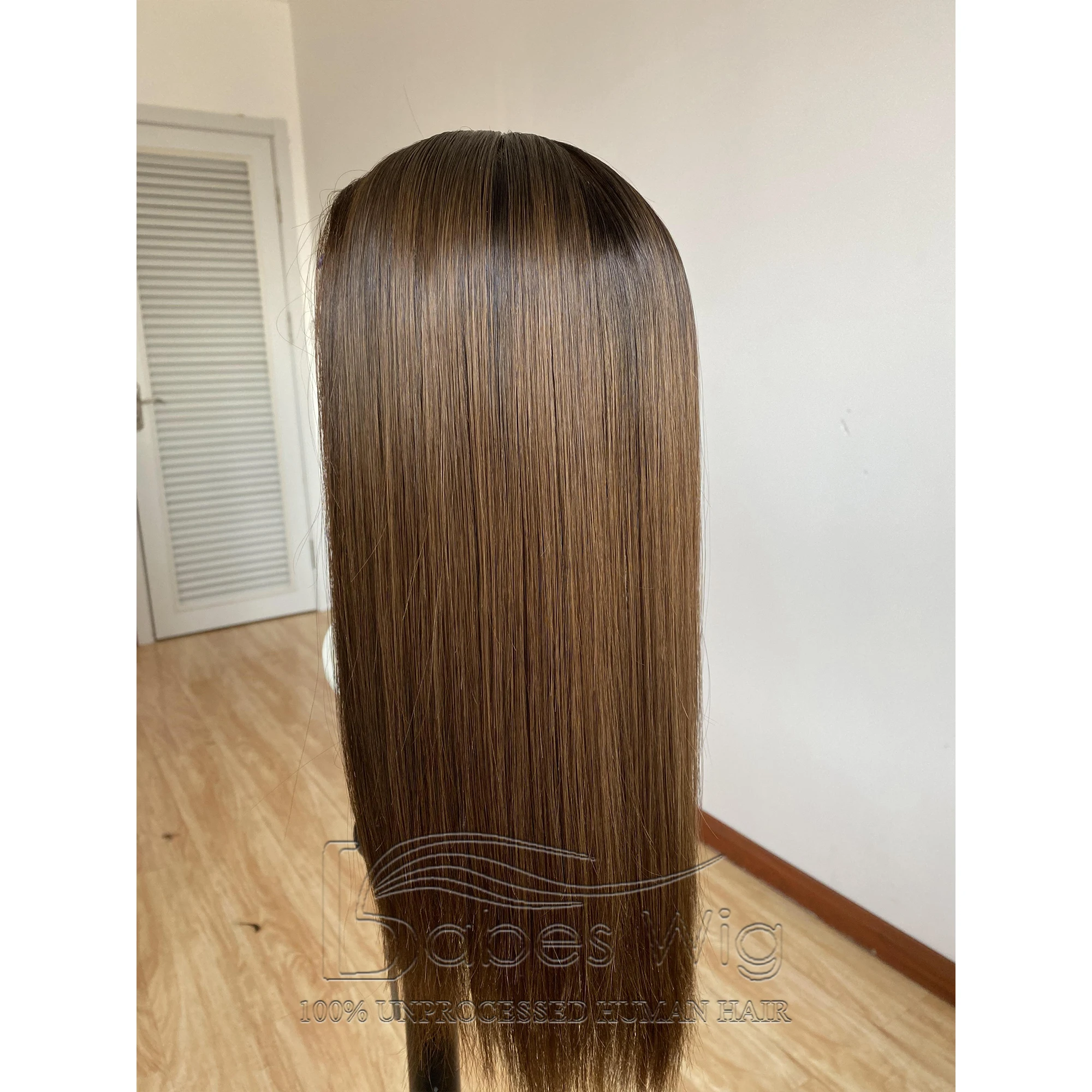 Silky Straight Ombre Brown 11*6 Silk Base Human Hair Lace Front Wig for White Women Silk Top Lace Front Wigs Natural Hairline