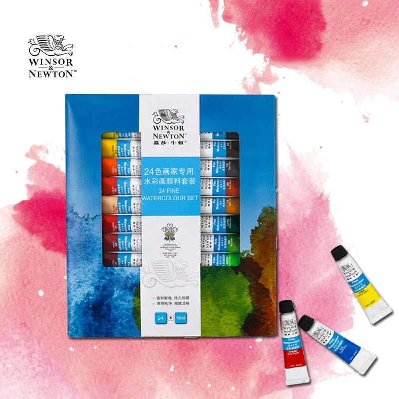 

Winsor&Newton 24 Color 10ML Watercolor Paint Premium for Beginner Drawing Art Supplies Acuarela School Stationery Paper