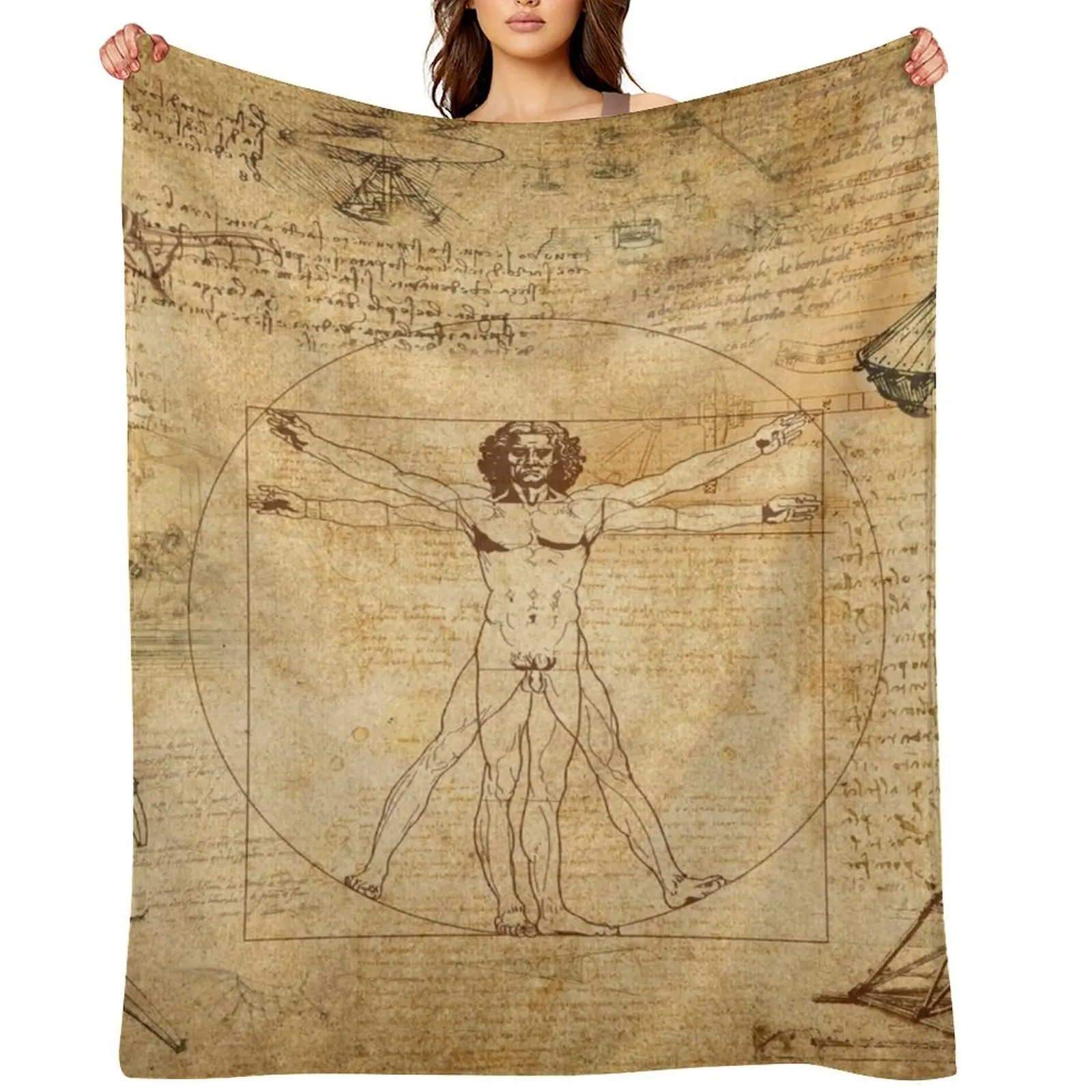 

Leonardo da Vinci The Vitruvian Man (edited) Throw Blanket For Sofa Thin Plaid on the sofa Softest Multi-Purpose Blankets