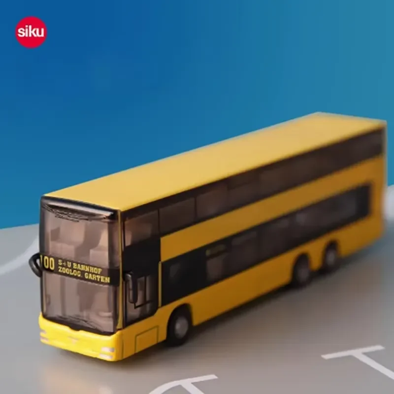 for Siku 1884 1:87 Scale Double Decker Bus Diecast Alloy Model Static Simulation Ornament Collectible Finished Toy Vehicle