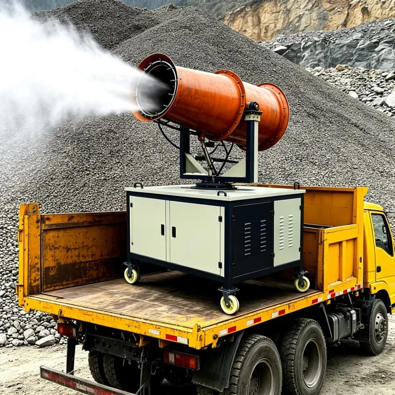 High Efficiency Fog Cannon Dust Suppression Machine 99% Dust Reduction 60m Spray Range Quarry Mining Construction Site Custom