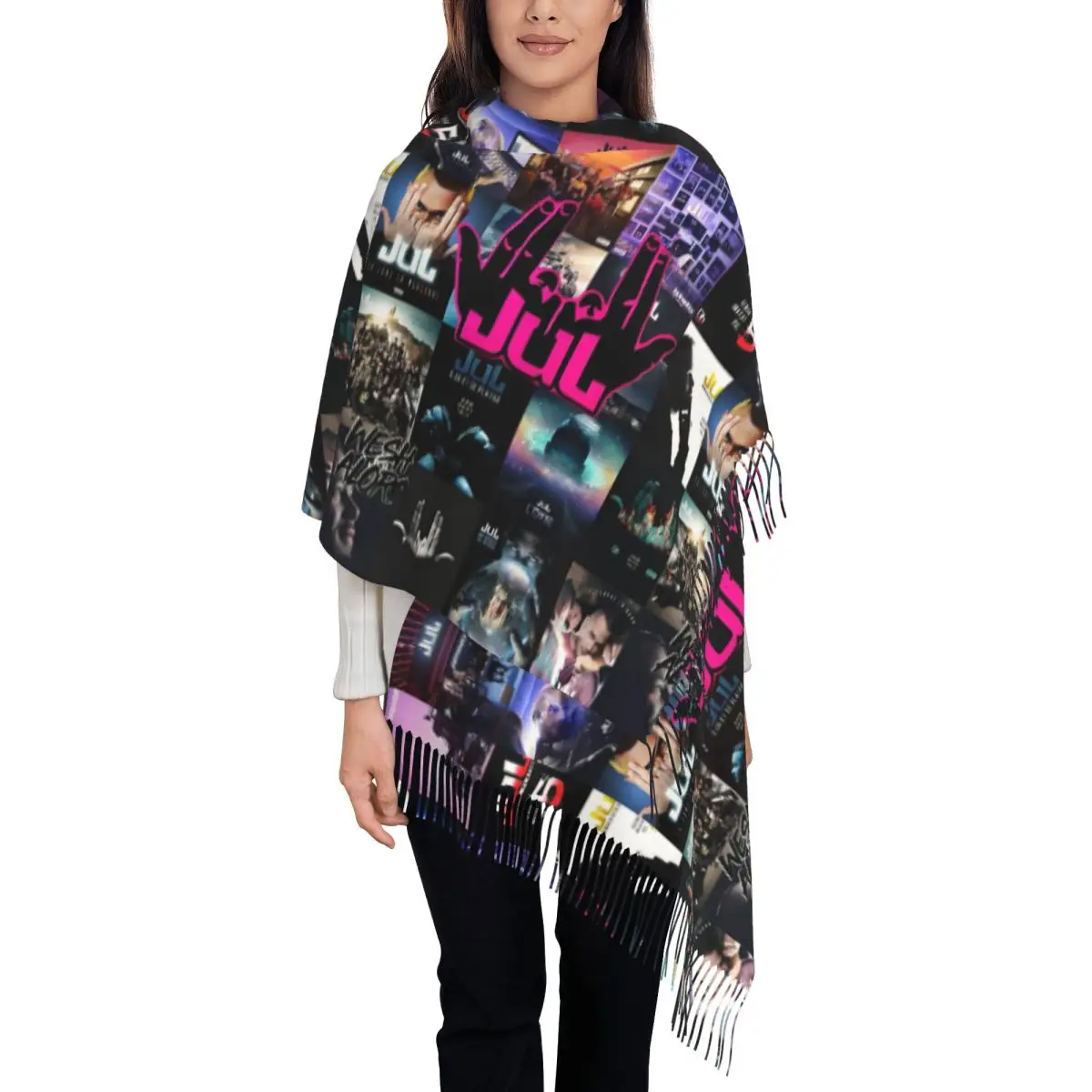 

Женский шарф с кисточками и жестами, мягкая рэп-музыкальная шаль, женские зимние шарфы