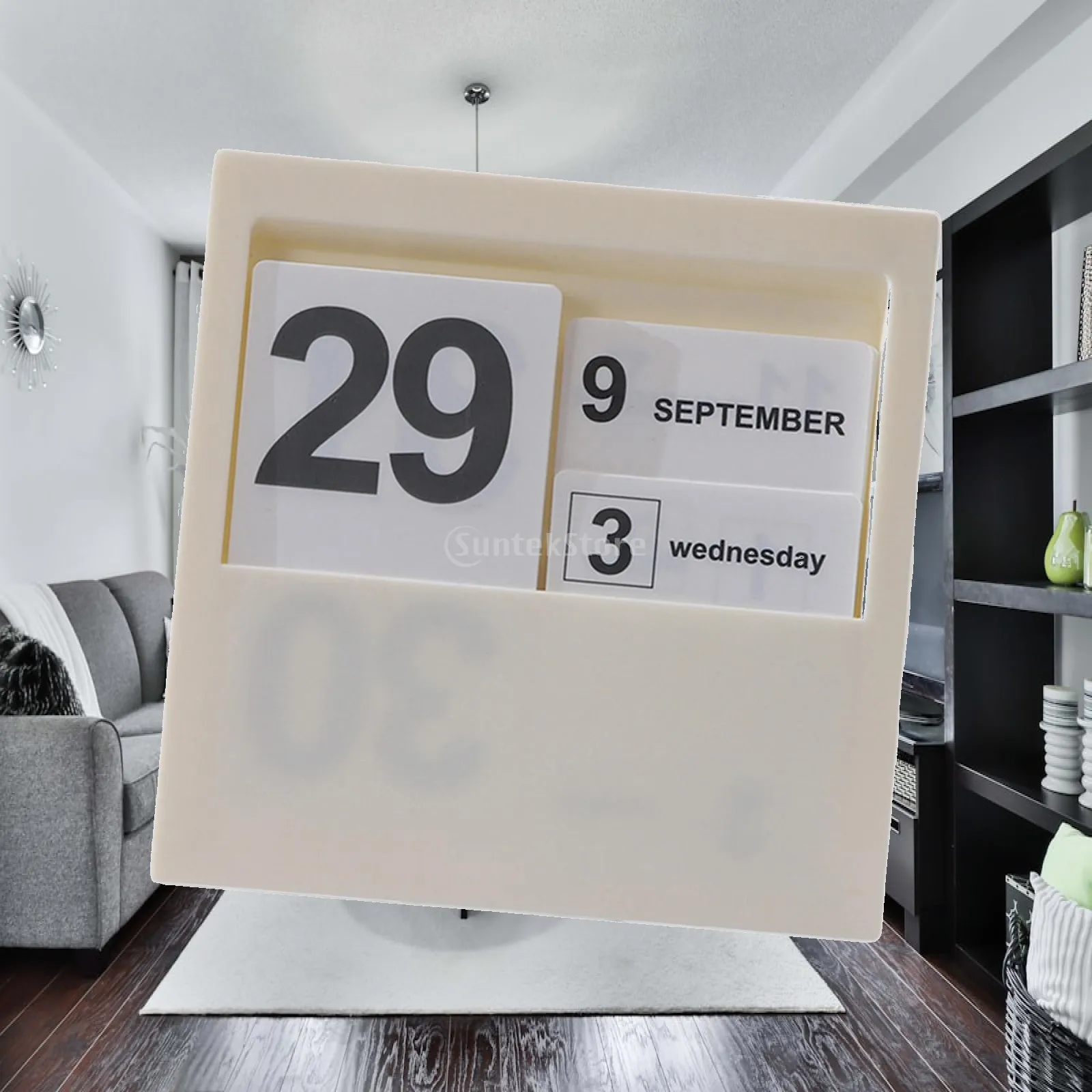 Desk Calendar Tabletop Ornament Artwork Collection Gift Decorative Wood Statue for Bookshelf Desktop Living Room Bedroom