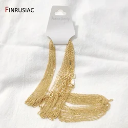 18K Real Gold Plated Chain For Necklace Making, 1.4/1.6mm Thickness 50cm length, Spring Clasp Chain for Jewelry Making Supplies