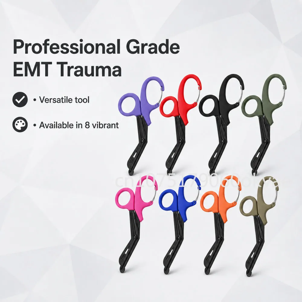 19cm/15cm Tactical EMT Scissors Stainless Steel Trauma Shears with Carabiner Clip for First Aid Bandage Gauze Cutting
