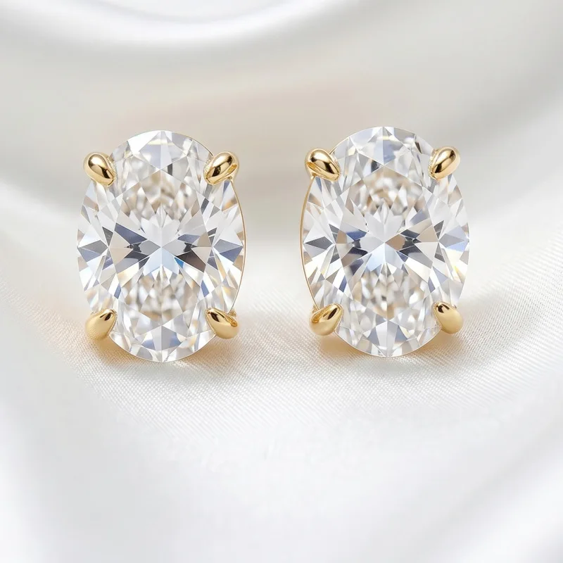 Flash eight hearts and eight arrows, pigeon eggs, small oval stud earrings, femininity, advanced sense, imitation high carbon di