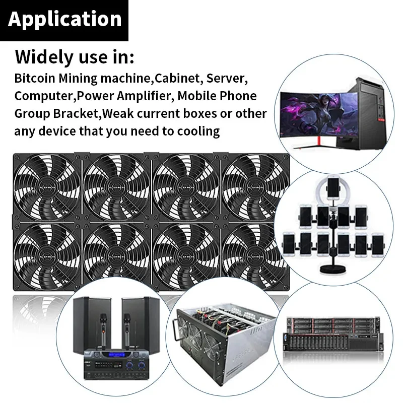 Imagem -04 - Teucer-btc Mining Máquina Workstation Gabinete Case do Servidor Sistema de Arrefecimento Fan Kit Ventilador Grande Volume de ar 3000 Rpm 12 Centímetros