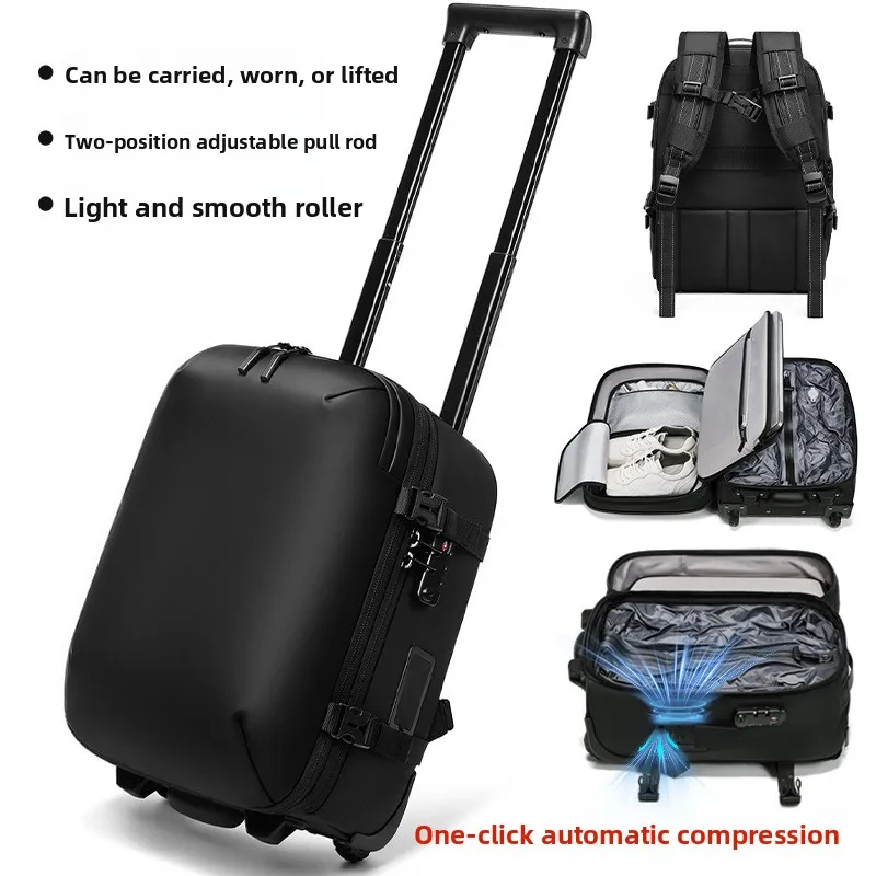 Rolling Suitcase Vacuum Compression Pack Business Carry on Luggage Expandable Backpack Travel Bag Portable Fashion Casual