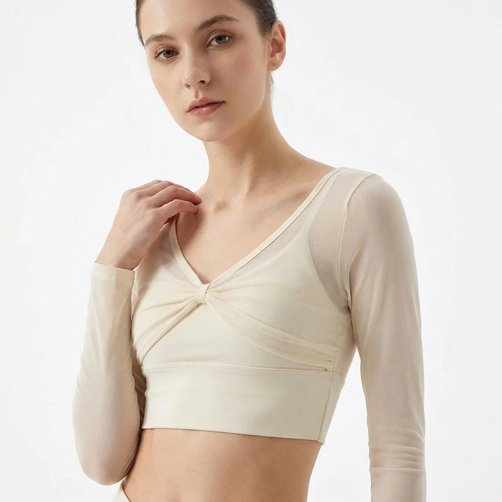 

Элитная облегающая футболка для йоги с подушечками для груди, длинными рукавами и сетчатой спинкой, модный спортивный топ для фитнеса и пилатеса для женщин