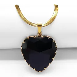 Goth Black Heart Necklace for Women Stainless Steel Snake Blade Chain Vintage Choker Necklace Jewelry Gifts collares para mujer