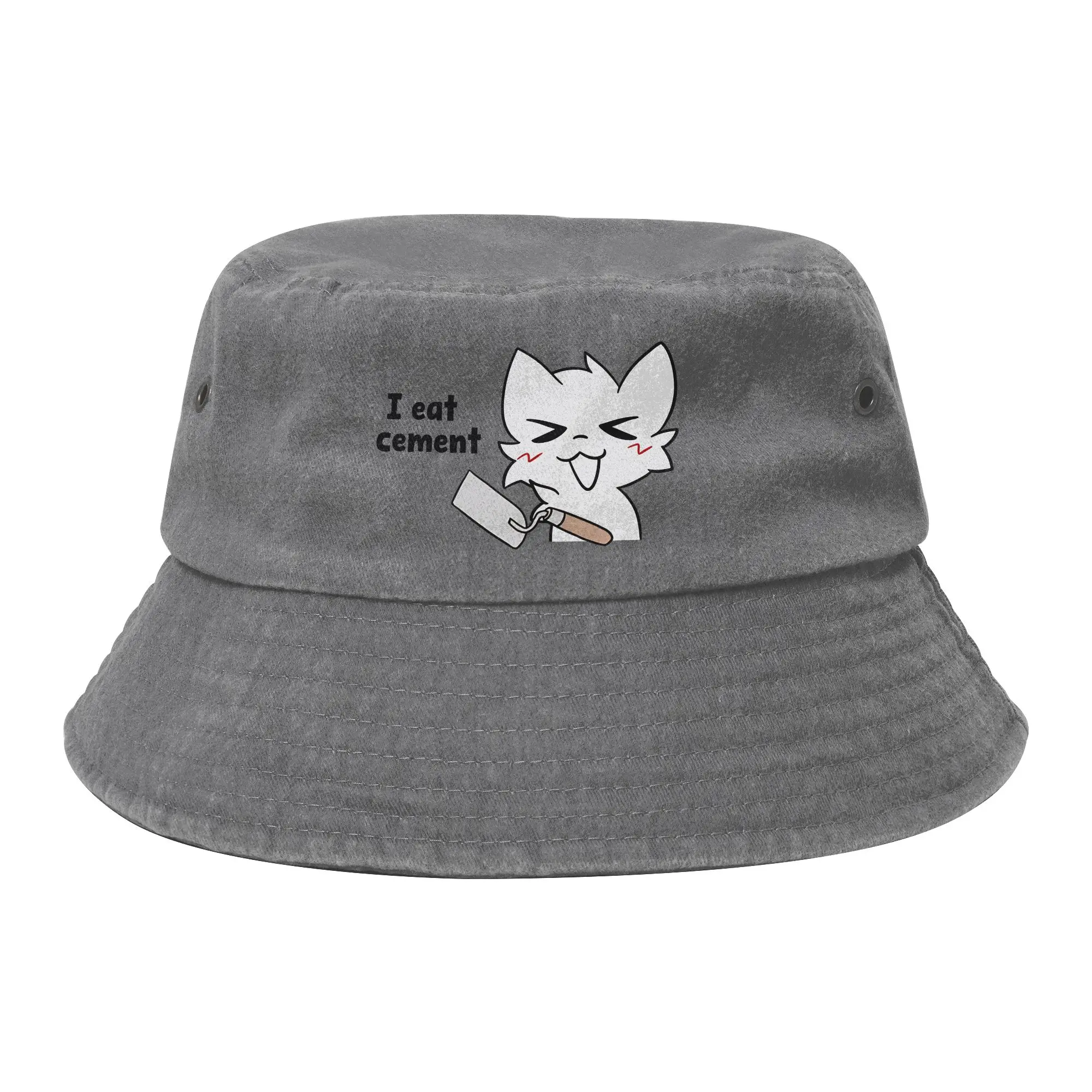 Boykisser Bucket Hats for Unisex Vocation I Eat Cement  Distressed Denim Washed Sun Hats UV Protection for Hiking Fishing Hat