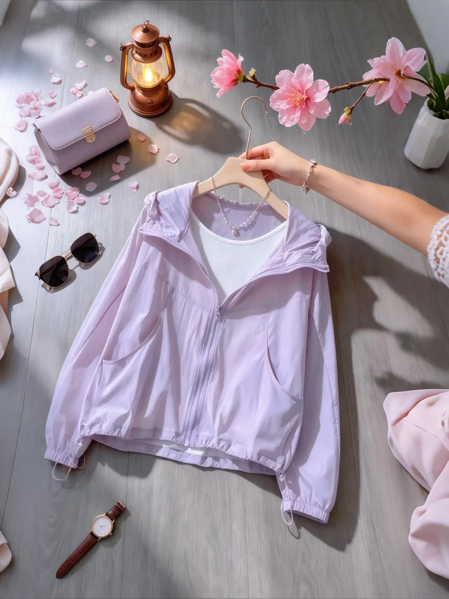 

Women's Summer 2026 New Style UV Protection Casual Loose Fit Zipper Hooded Jacket Korean Fashion Multifunctional Design