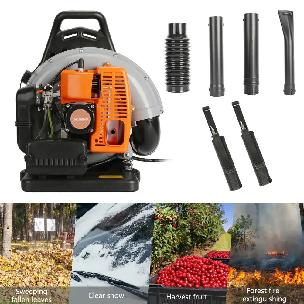 Backpack Leaf Blower Petrol 2-Stroke Engine Multi-functional 63 Cubic Centimeter High Strength Dust Snow Blower Outdoor