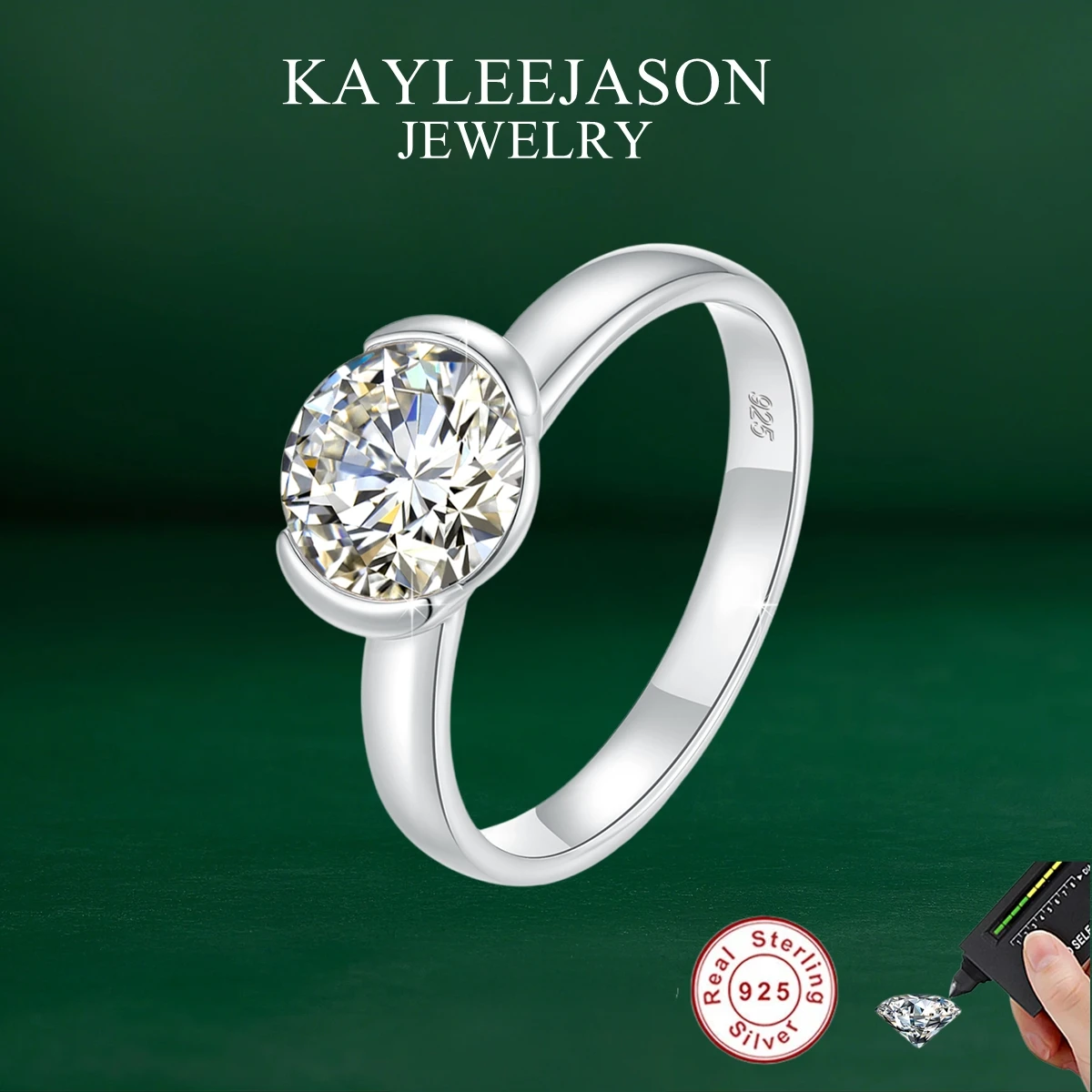

GRA Certified 2ct Moissanite Wide Rings for Men Women High Polished Wedding Rings 925 Sterling Silver Couple Finger Jewelry Gift