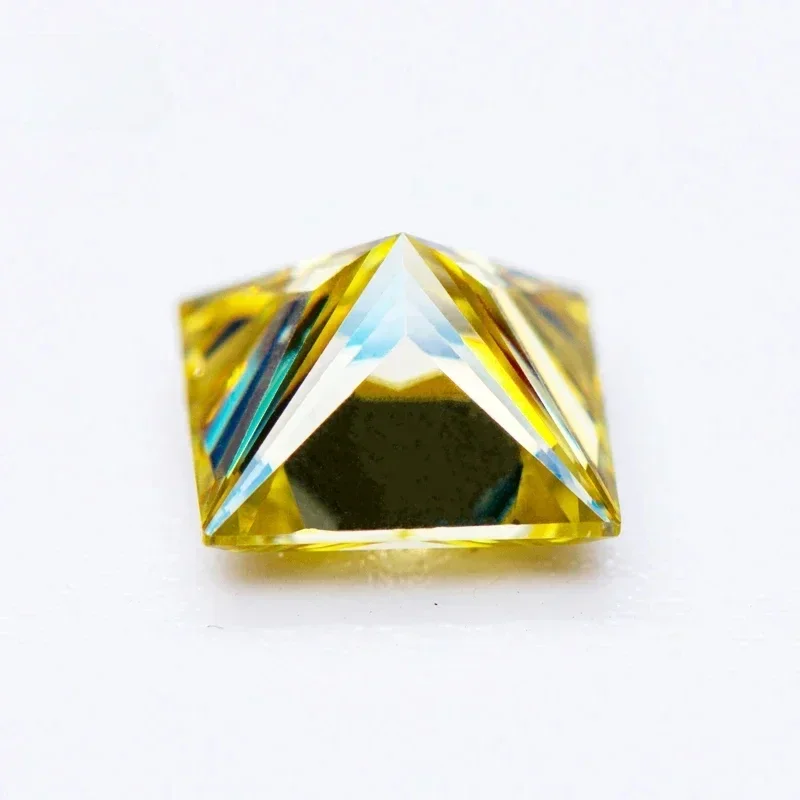 Moissanite Stone Princess Cut  Lemon Yellow Color  Lab Grown Diamond Gemstone Charms Jewelry for Woman with GRA Certificate