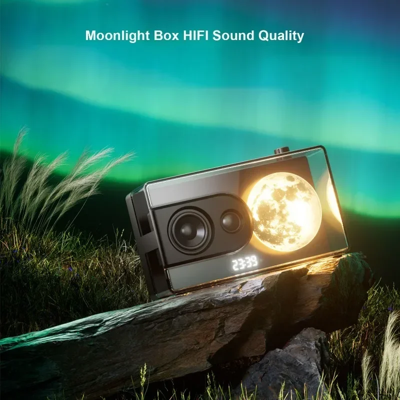 M6 Moonlight Bluetooth Speaker Wireless Subwoofer with White Noise TF Card  AUX Clock Display HIFI Transparent Music Player