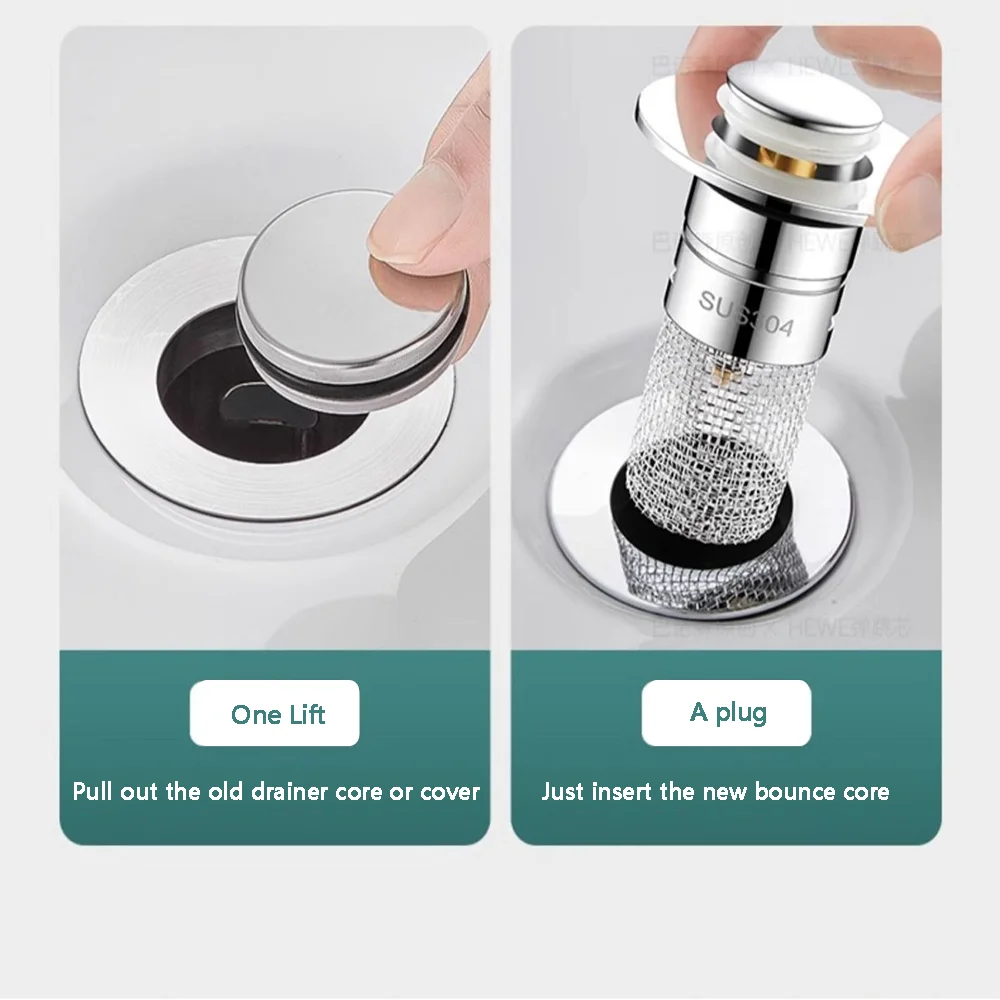 Universal Washbasin Floor Drain Plug, Bounce Core, Insect Proof, Odor Proof, Mão entupimento, Filtro de tela