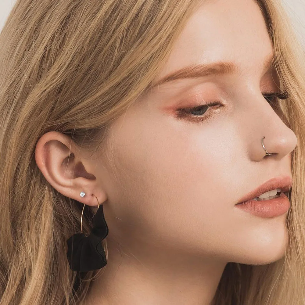 1Pcs 20G Nose Rings for Women Piercings Jewelry Hoops L Shape Studs Screw 316L Surgical Stainless Steel for Men Women