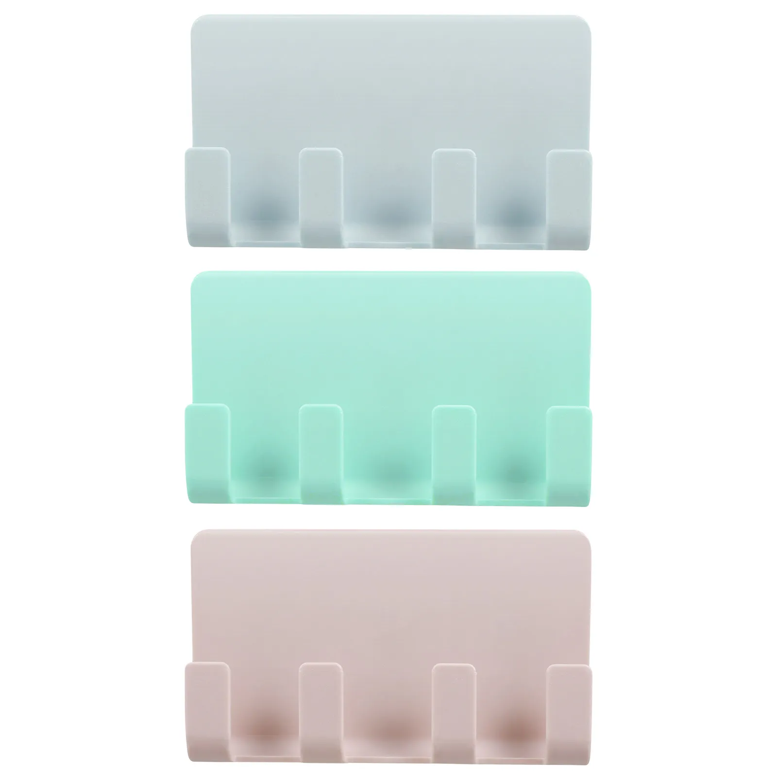 3Pcs Adhesive Wall Mount Organizer 4 Hooks Plastic Storage Rack Seamless Holder Mobile Phone Charging Stand Wall Mount