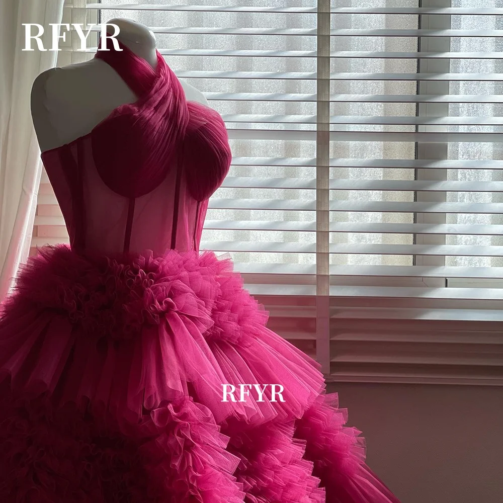 RFYR Halter Prom Gowns Multilayers Princess Party Gowns A Line Evening Gowns Formal Celebrity Gala Gowns for Women Customized