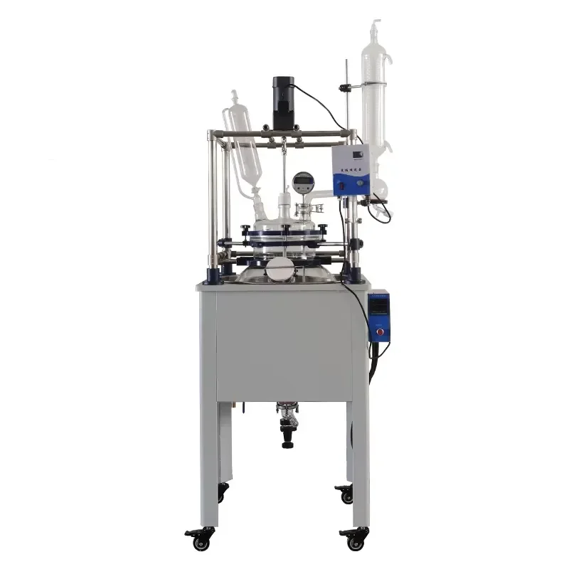 i 50L Automatic Laboratory Bioreactor Single Layer Pyrex Glass Reactor Digital Controls Includes Pressure Vessel Pump Motor