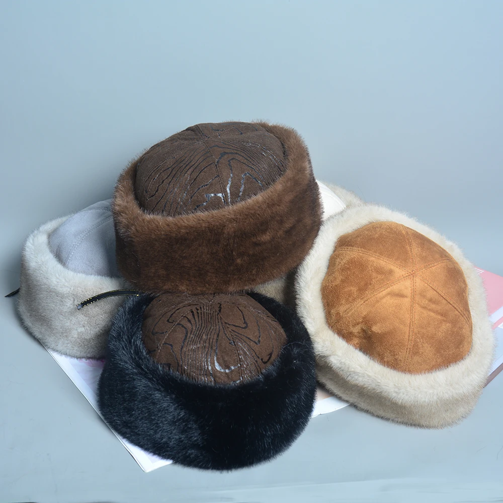 2024 False Fur Fashionable Brand Caps False Mink Fur Hats For Women Warm Russian Winter Hat Luxurious False Mink Fur Cap