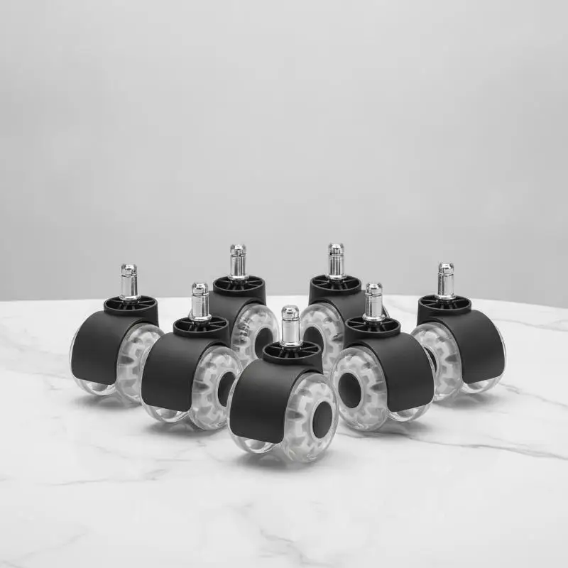 1/5Pcs Universal Non-Slip Swivel Office Chair Caster Wheels Silent Rubber Made No Scratches for Hardwood Tile Carpet Floors