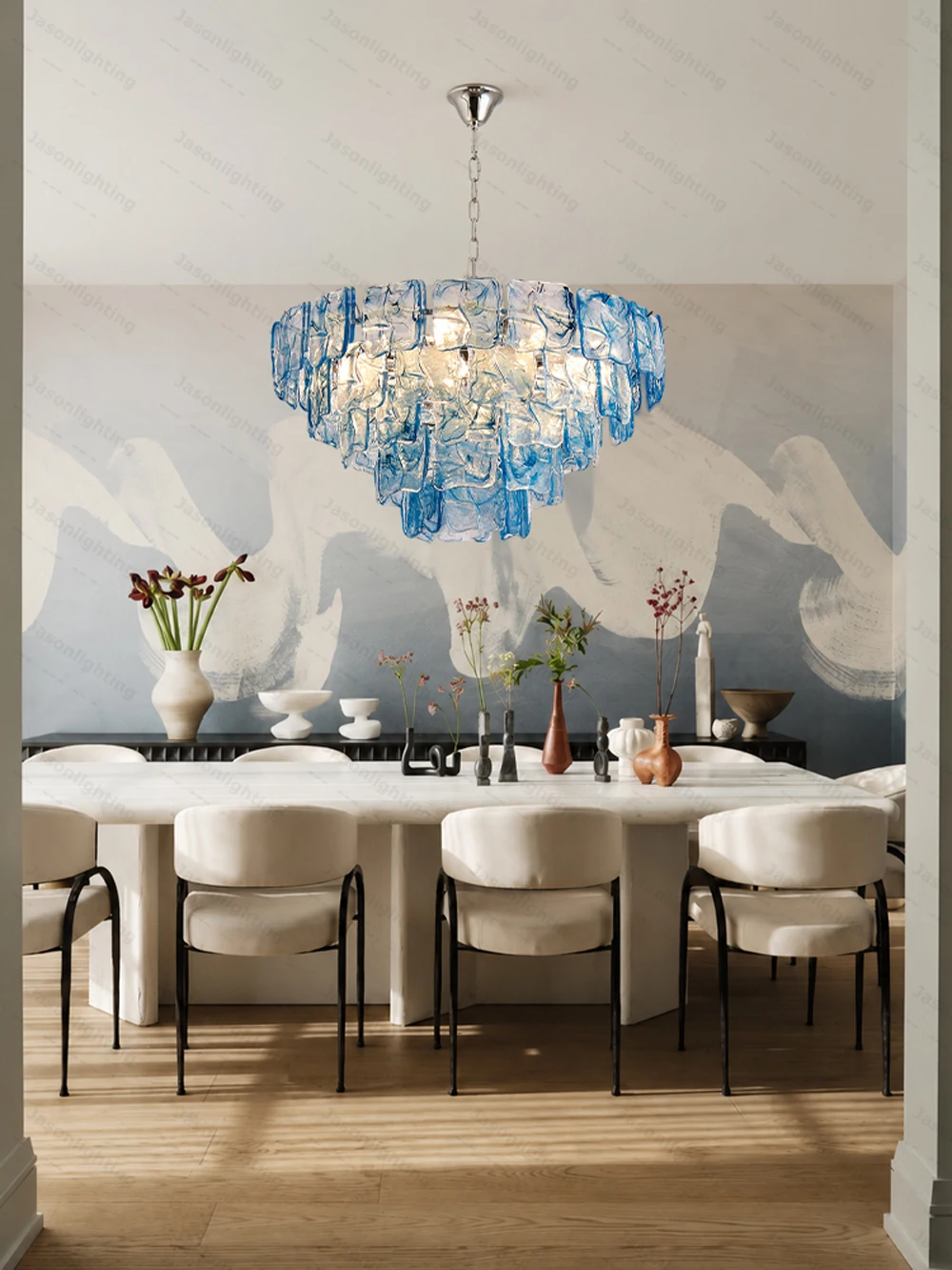 Blue Eyes Glass Collection Dimmable LED Chandelier