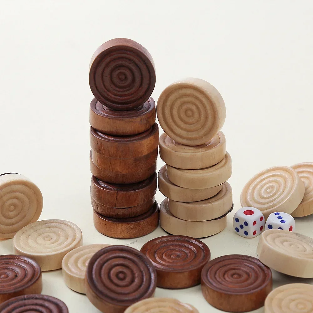 30pcs Backgammon Chess Pieces Replacement Checker Board Game Pieces - Wooden Chess Board Game Table Chips