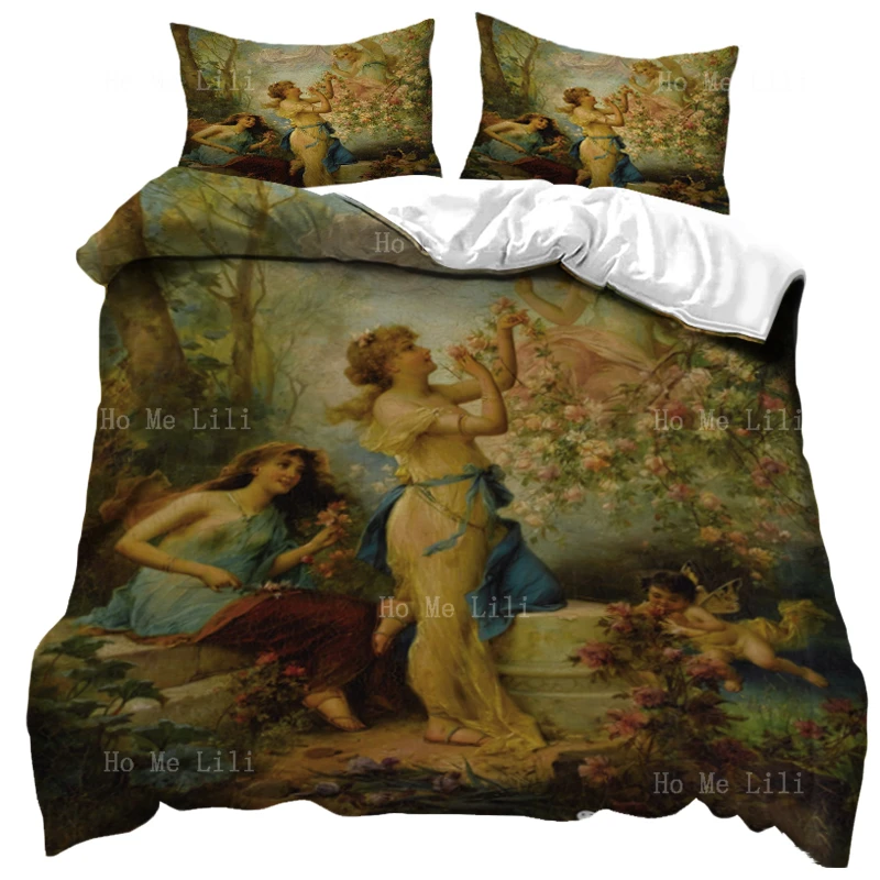 Beauty Amphitrite Religious Mythology Classical Style Painting Of Venus And Cupid Christmas Duvet Cover By Ho Me Lili