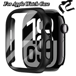 Tempered Glass+Cover For Apple Watch Ultra 49mm 11 10 46mm 42mm Screen Protector Case iWatch 9 8 7 45mm41mm 6 5 SE 44/40mm Shell