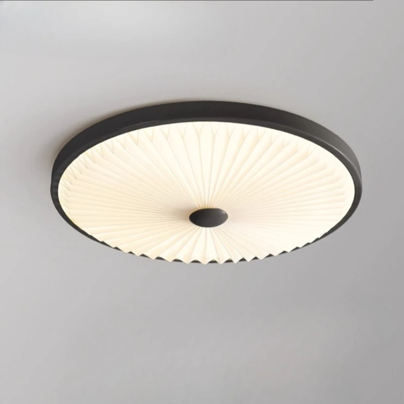 

French Retro Ceiling Light Simple Pleated Lampshade Cream Style Master Bedroom Kitchen Corridor Indoor LED Ceiling Lamps Fixture
