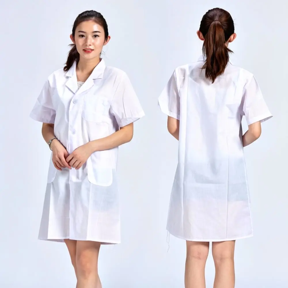 White Protective Lab Coat Long Sleeve Hospital Nurse Uniform Food Processing Workshop Professional Worker Chemical Clothing