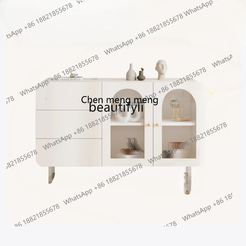 French Cream Style Suspended Sideboard Cabinet Modern Minimalist Solid Wood Porch Tea Locker