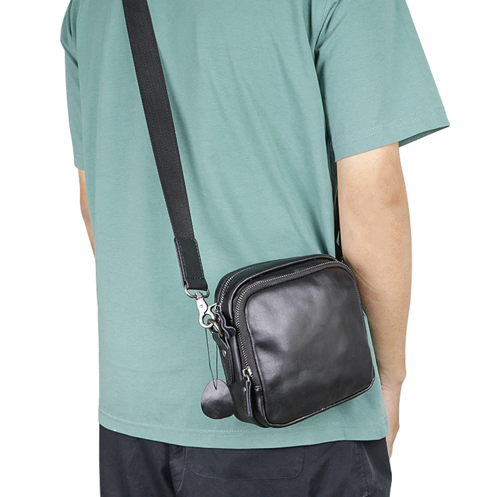 URBAN Biens TER-Sac à bandoulière en cuir véritable pour homme, sac de voyage en plein air, fermeture éclair, initié, 2163