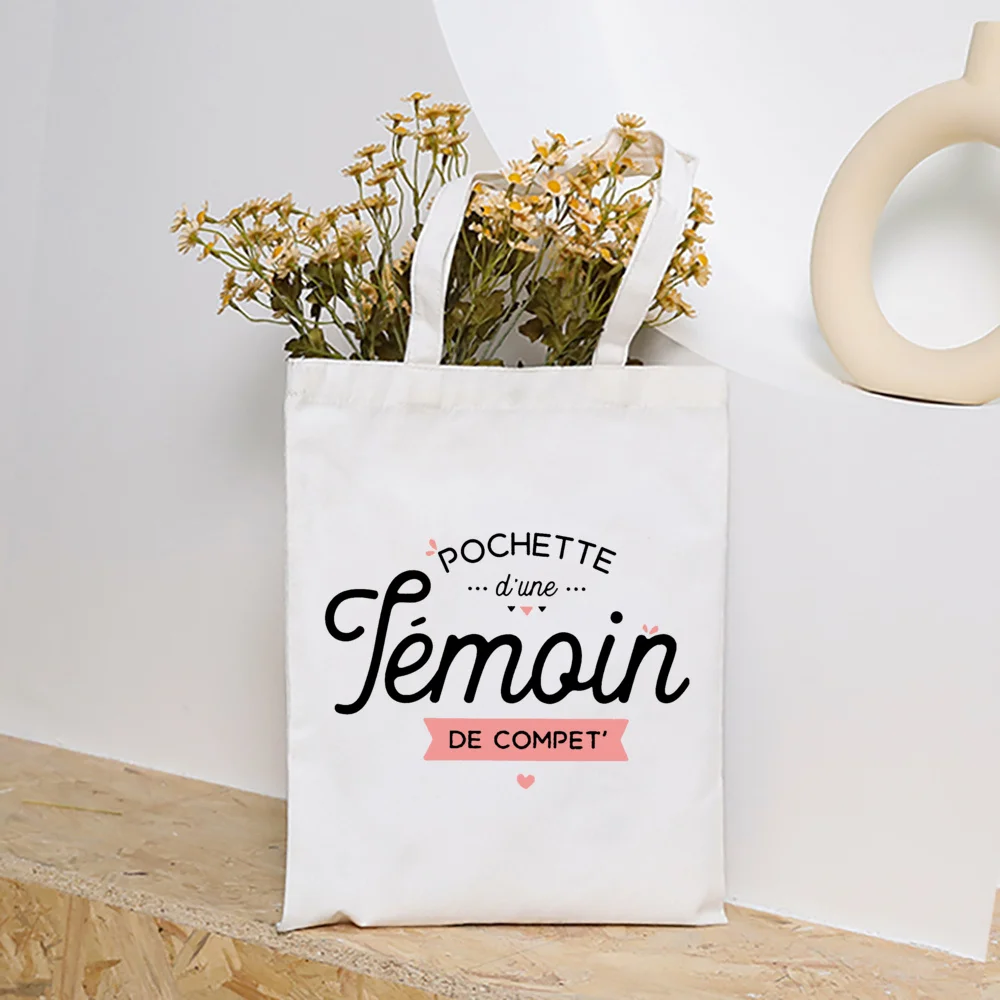 Sac à Main en Toile Imprimé Français pour Demoiselle d'Honneur, Cadeau de Témoin de Mariage, Patients, Enterrement de Vie de Jeune Fille