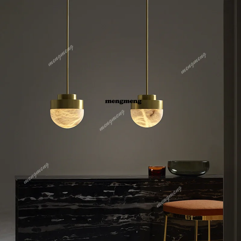 Natural marble single head dining room small chandelier villa living room duplex stair chandelier