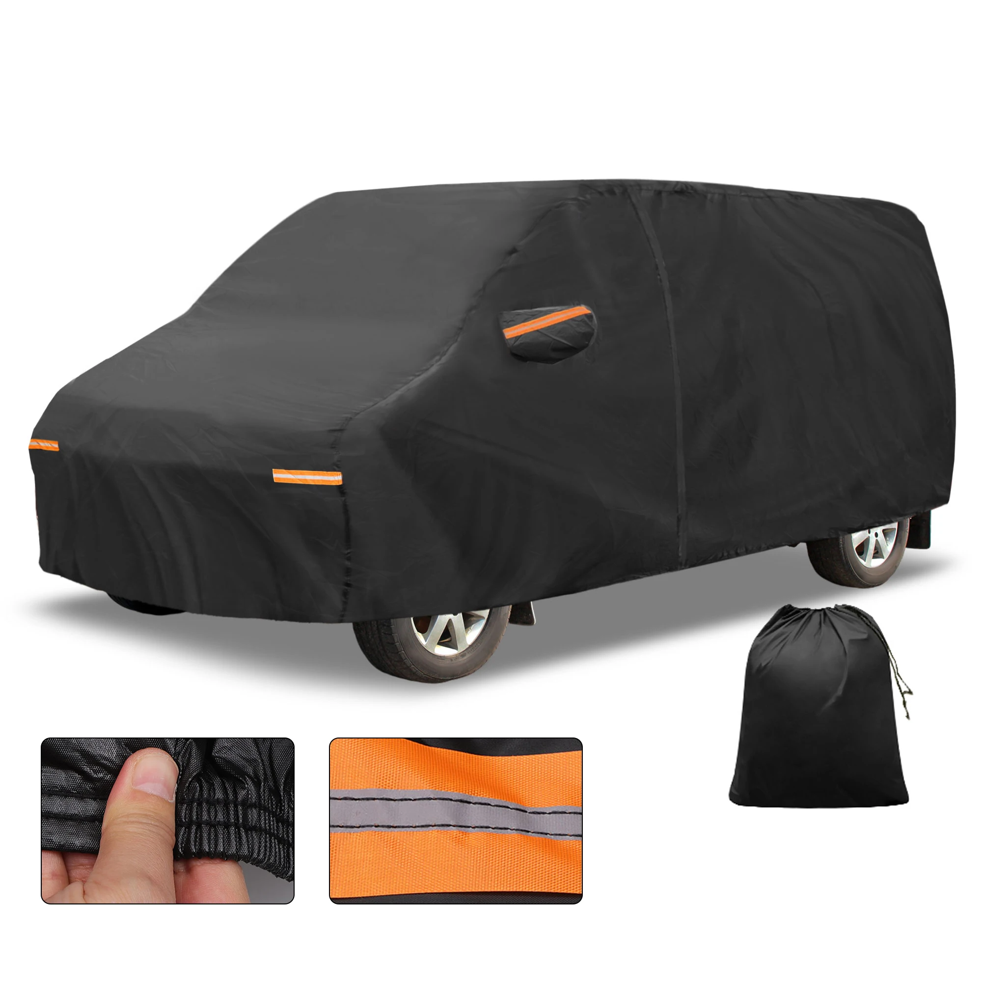 

Motoforti Car Cover Outdoor Waterproof Sun Rain Hail Protection with Left Side Door Zipper 210D-PU for Ford E-Series