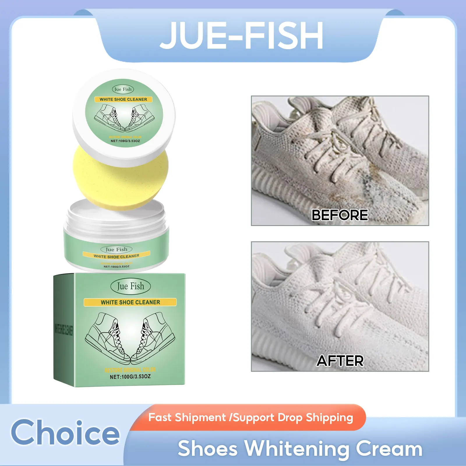 

100g Shoes Whitening Cream Sneakers Yellow Cleaning Shoe Stain Dirt Remover Shoe Whitening Cleansing Brightening Sneaker Cleaner