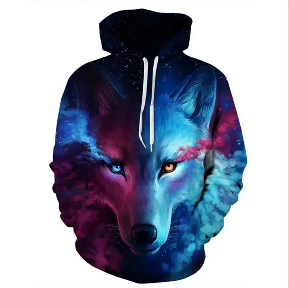 3D-Druck Hoodie mit Wolf-Motiv für Herren und Damen, modischer, lässiger Oversize-Pullover, Hip-Hop, Harajuku, Streetwear – Detail 18