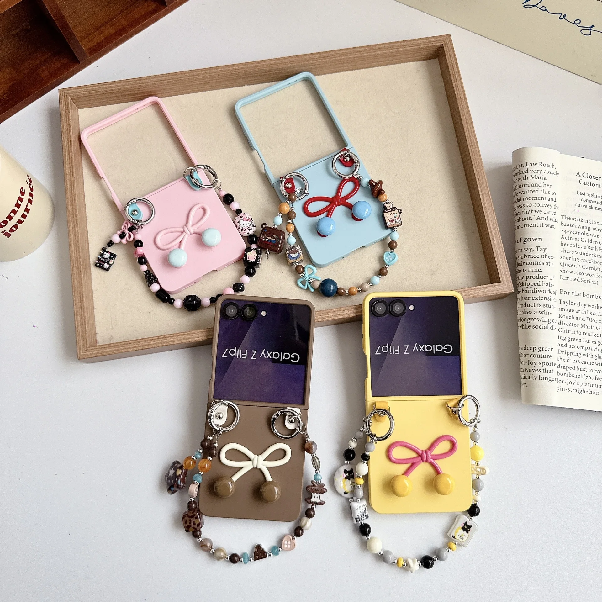 Colorful Creative 3D Bow Tie for Samsung Galaxy Z Flip 8 7 6 5 Protective Back Cover for ZFlip8 ZFlip6 ZFlip7 Case Shell