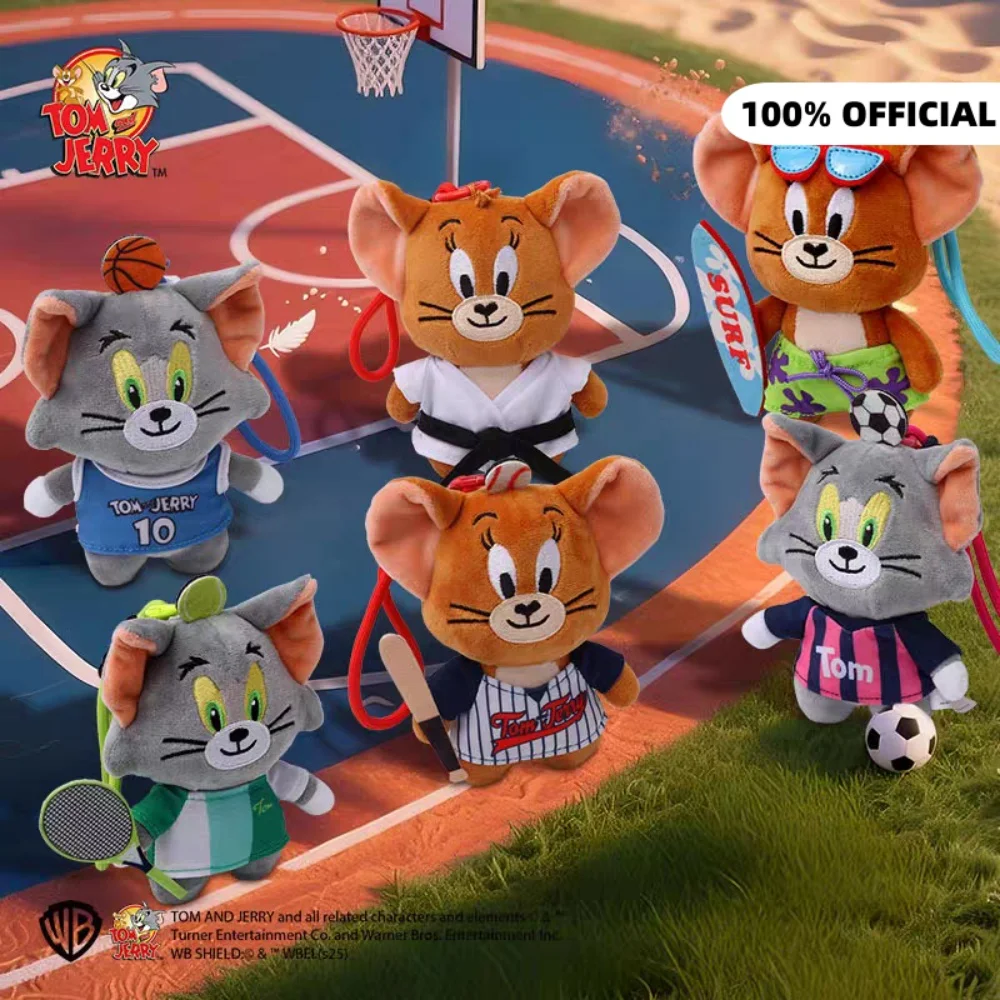 

Подлинная плюшевая кукла Том и Джерри, мультяшная спортивная серия, куклы, брелок, кавайный рюкзак, декоративные плюшевые игрушки для девочек, рождественские подарки