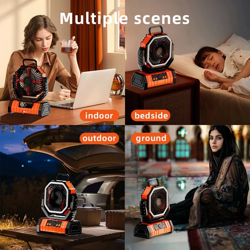 Nuovo ventilatore da campeggio esterno 20.000 Mah Ventilatore da pesca con testa tremante ricaricabile USB direzionale regolabile a quattro velocità