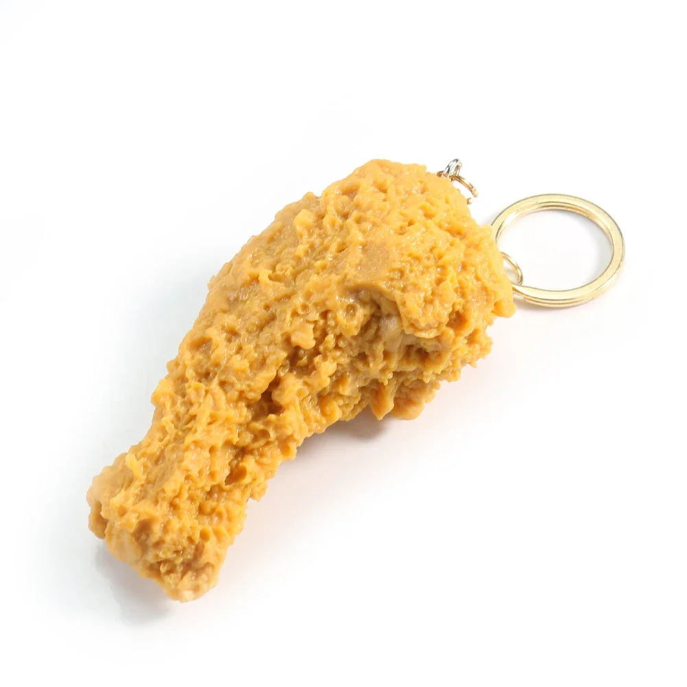 Simulation Fried Chicken Key Chain Drumstick PVC Keychain Fast Food Pendant Resin Toy Hanging Bag Wallet Car Key Ring Decor Gift